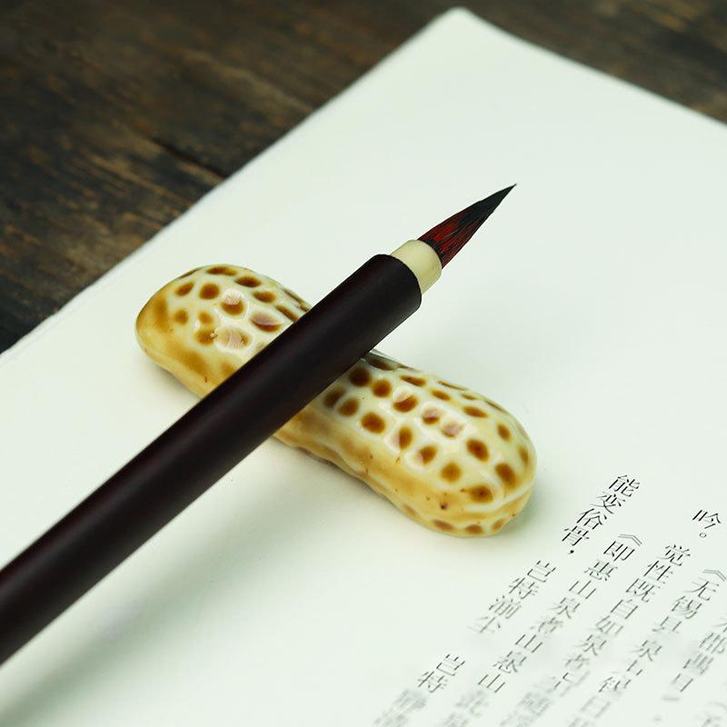 Мини-милые животные, кисть для рисования, подставка для ручек, керамические украшения, держатель для ручек для китайской каллиграфии, подушка для ручек, новинка