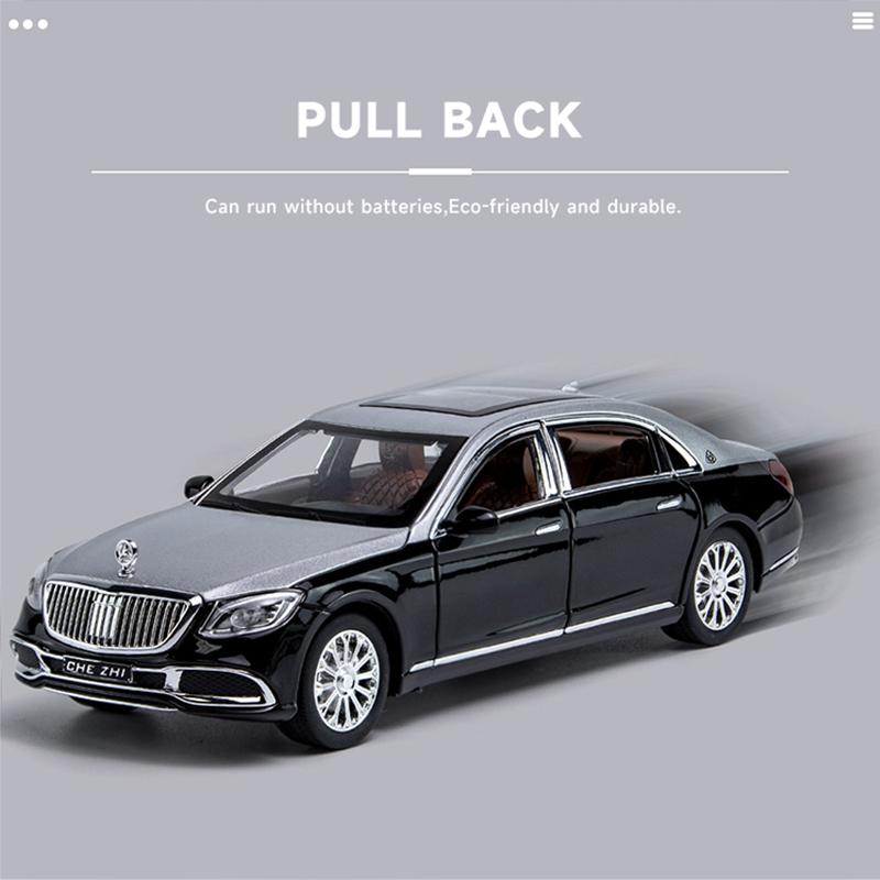 1:24-масштабная модель автомобиля класса люкс Benz S600 из сплава, отлитые под давлением металлические игрушечные транспортные средства, модель автомобиля с высоким имитационным звуком и светом, подарок для детей