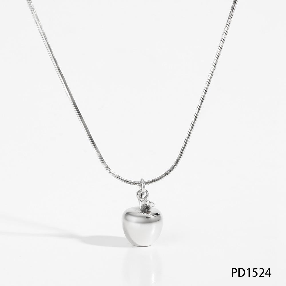 Милый Модный Покрытый Титановой Сталью 3D Капля Масла Яблоко Ожерелье Серьги Фруктовая Серия Аксессуары Подвеска Ожерелье Красное Яблоко Ювелирное Изделие