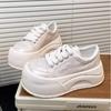 Leather Letter-printed Thick-soled Muffin White Shoes Women's Big-headed Bread Shoes Ultra-light and Versatile Small Casual Board Shoes