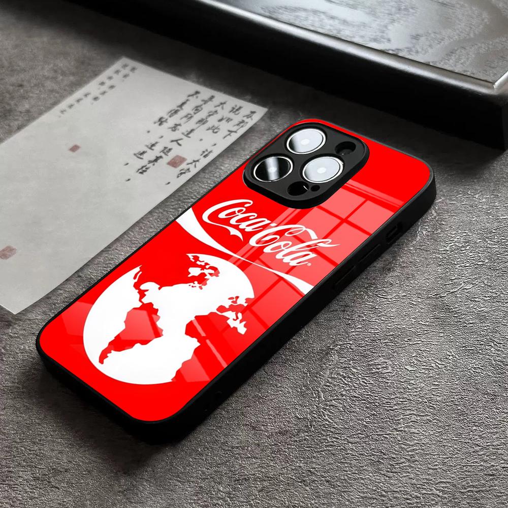 Чехол для телефона C-Coca-Fashion Cola для 17 Pro Max IPhone 16 Pro 15 12 11 13 Mini X XR XS 14 Plus SE Стеклянная крышка