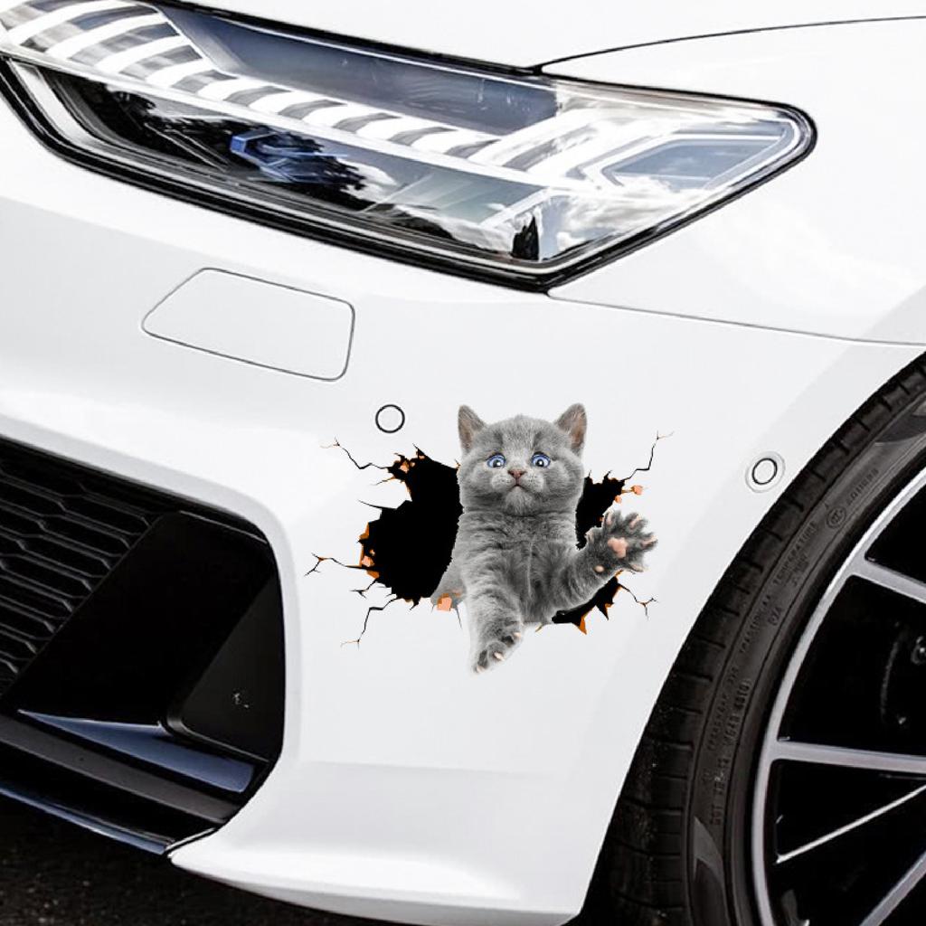 Автомобильные 3D забавные наклейки с изображением кошки или собаки, наклейки на тело, царапины, авто наклейки