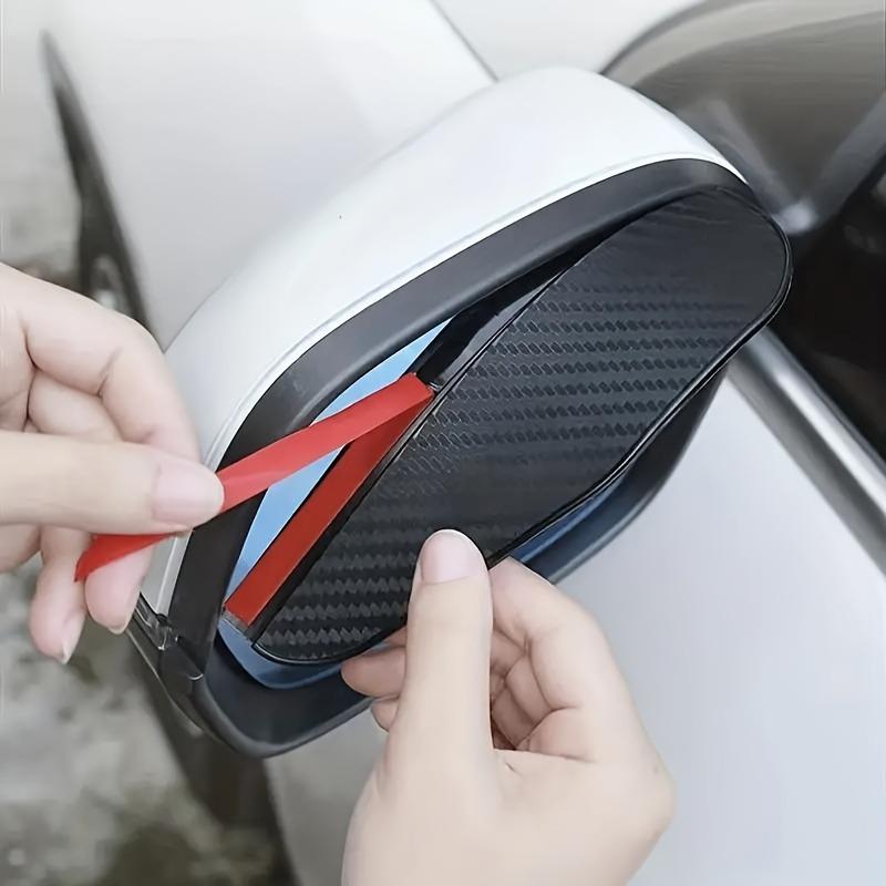 2pcs Car Rearview Mirror Rain Shield, Rain Eyebrow, Thickened Carbon Fiber Texture Rearview Mirror Rain Shield