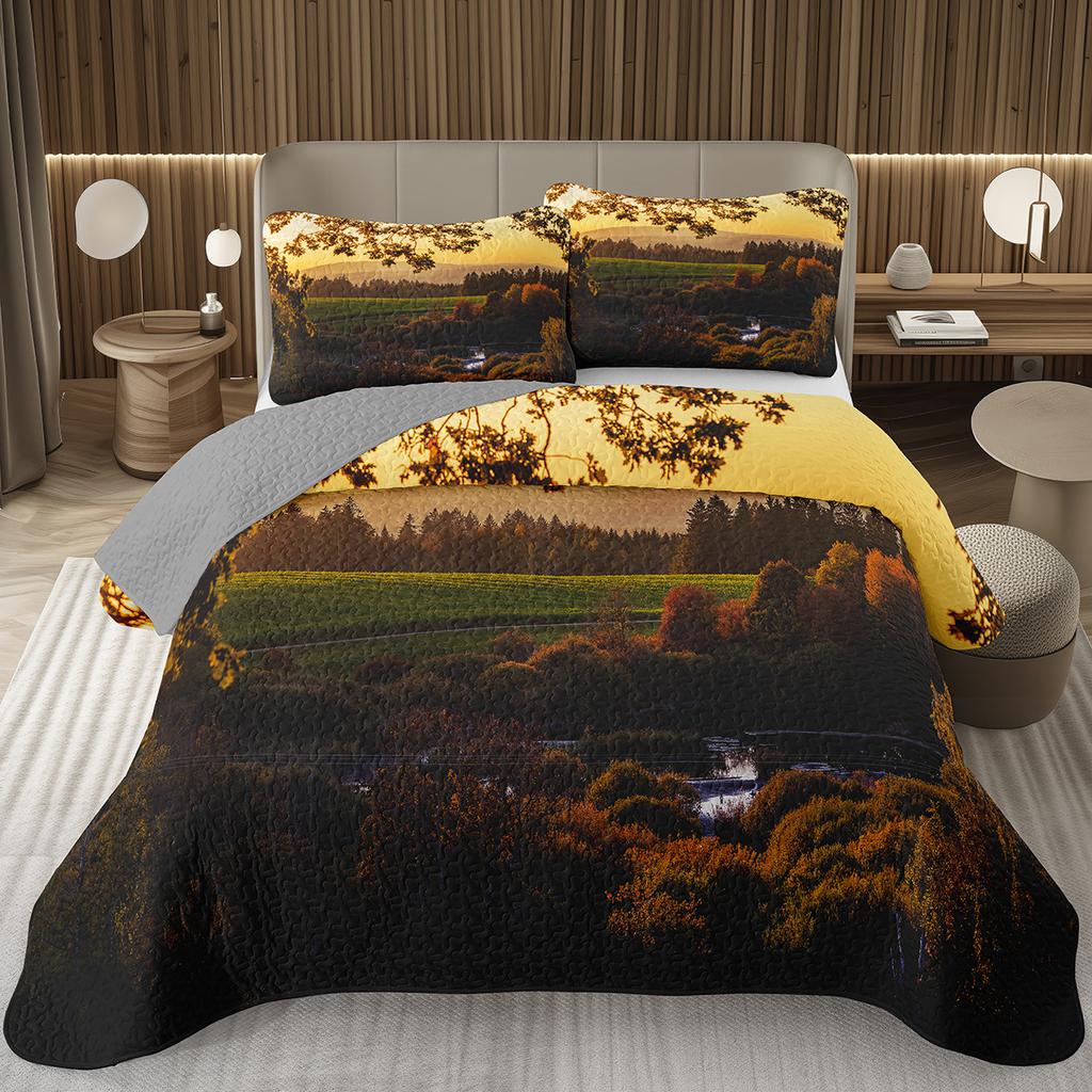 Покрывало Дерево Пейзаж Природы Покрывала для Мальчиков Девочек Реверсивный Серый Комплект Покрывала Современное Абстрактное Искусство Стеганое Постельное Белье Квин