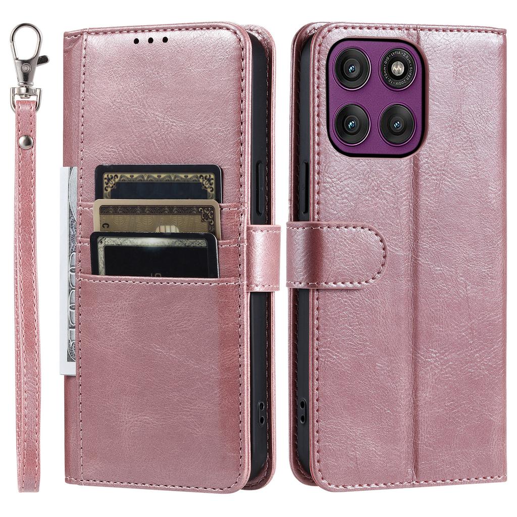 For Motorola Moto G86 5G Case 6 Card Slots PU Leather Anti-Fall Phone Cover with Wrist Strap