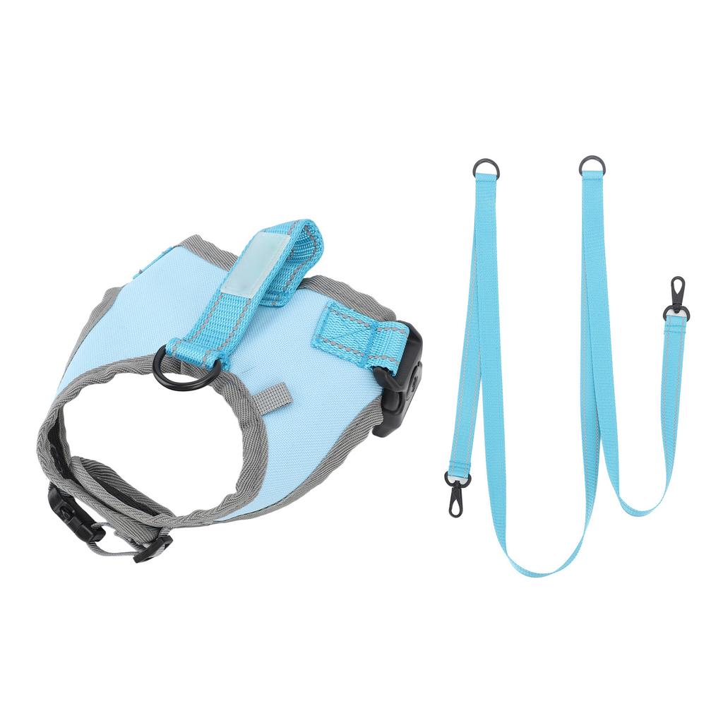 Dog Harness Vest with Leash Adjustable Reflective Padded Nylon Easy Control Pet Harness for Walking Medium Size Dog Blue