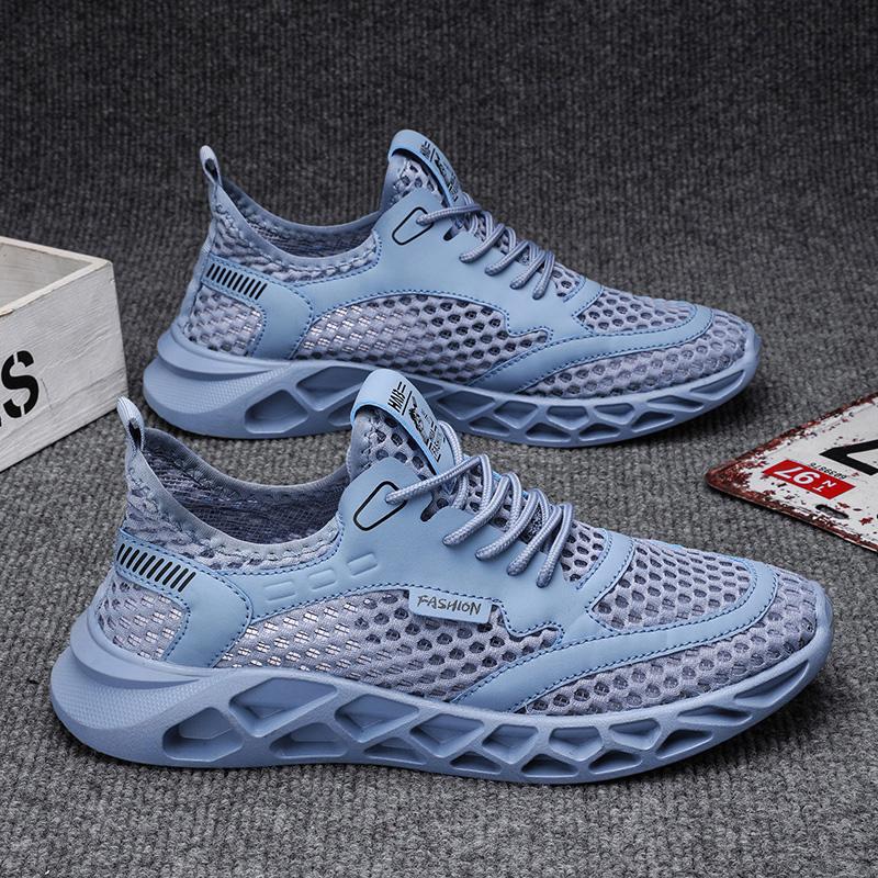 Мужская обувь лето новая полая дышащая сетчатая обувь низкий верх молодые студенты бег модный тренд повседневная спортивная обувь