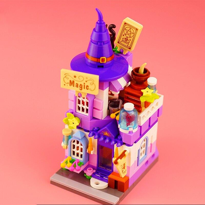 LOZ 1649 городская улица Хэллоуин шляпа волшебника волшебный магазин магазин архитектура DIY мини-блоки кирпичи строительные игрушки без коробки