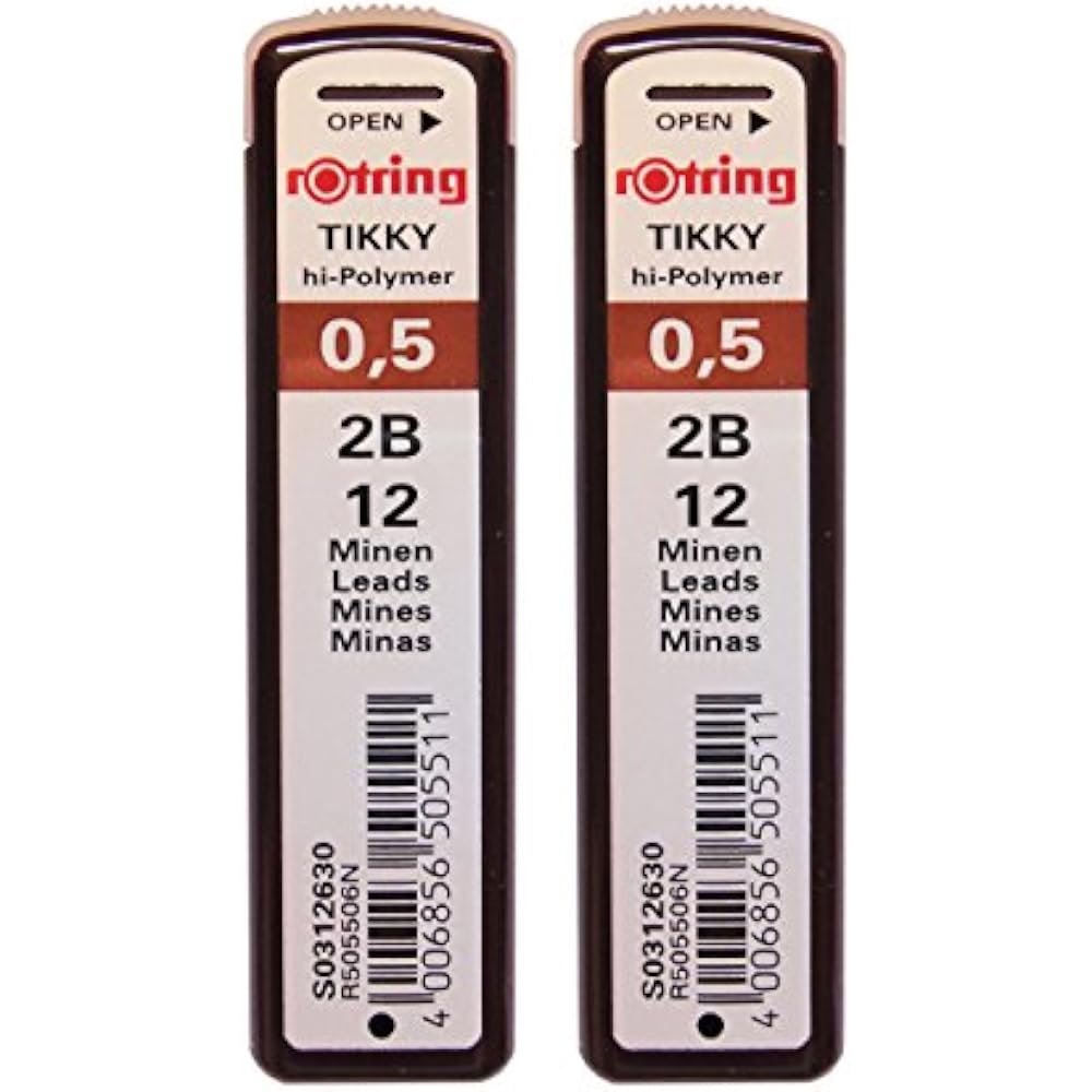 Стержни для механического карандаша Rotring Tikky 0,5 мм 2B 12 шт.