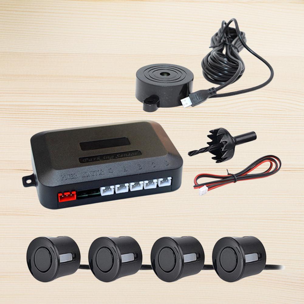 12V Car Parking Sensor Kit 4 Probe 22mm Backup Radar Sound Alert Parking Detector Pure Buzzer No Display for Vehicle Automobile