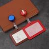 PU Leather Card Holder Clip ID Badge Holder Name Card Holder Retractable Badge Reels Nurse Doctor