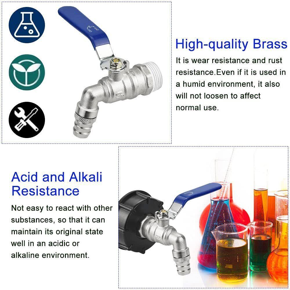 Переходник для бака IBC Kell, 1 шт., 3/4 дюйма с выпускным краном для бочки контейнера емкостью 1000 л