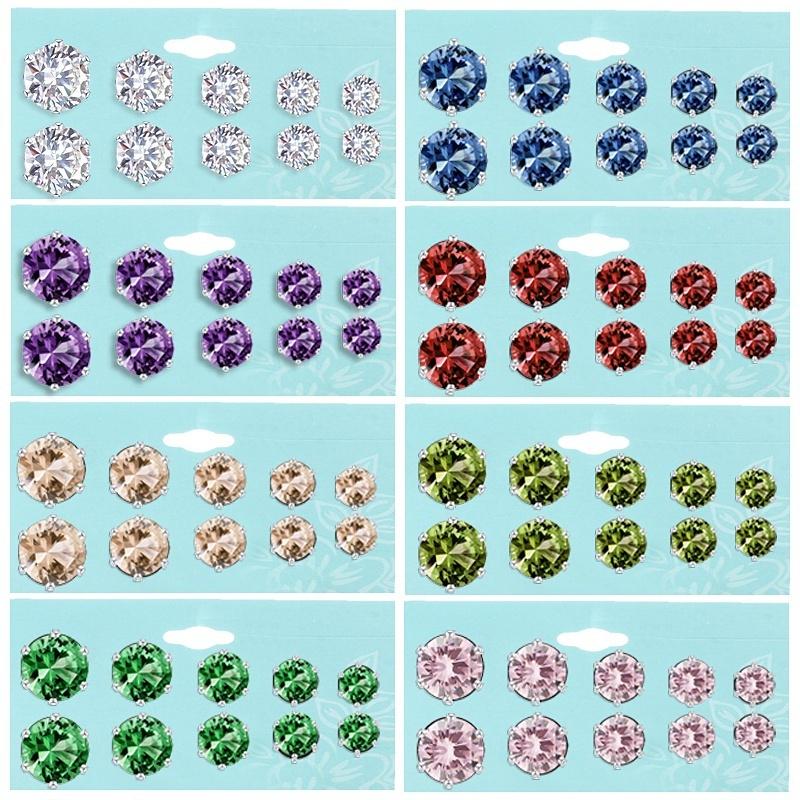 12Pair/lot White 8 Colors Men Women Stainless Steel Round Stud Earrings Simple Women Wedding Jewelry