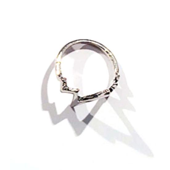 ECG Shaped Ring American Street Style Decorative Men Women Fashionable Ring