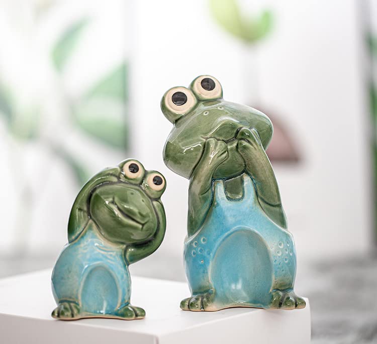 Керамическая фигурка лягушки, набор из 3 штук Высота 10 см [TASINO] 15,5 см, см, 6,5