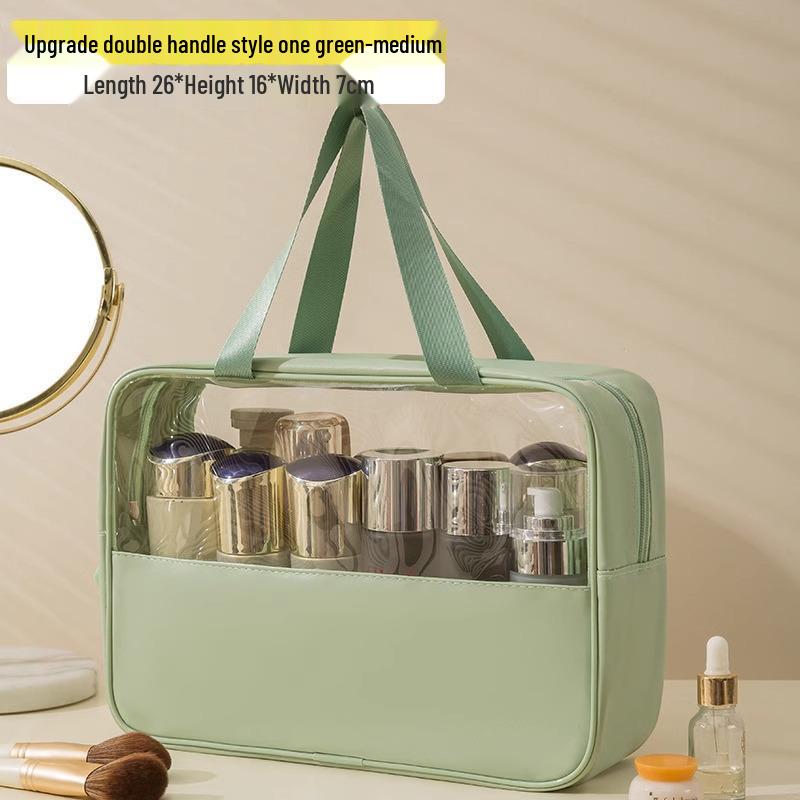 PU Translucent Waterproof Makeup Bag - Large Capacity Travel Bath & Cosmetics Case