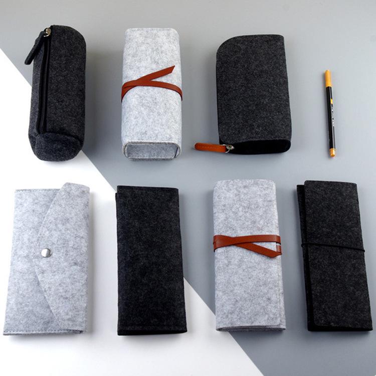 Simple Round Felt Pencil Case – Art Stationery Storage Pouch