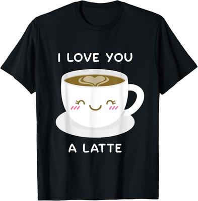 Я люблю тебя a latte Футболка для любителя кофе с сердцем, Подарок для друзей