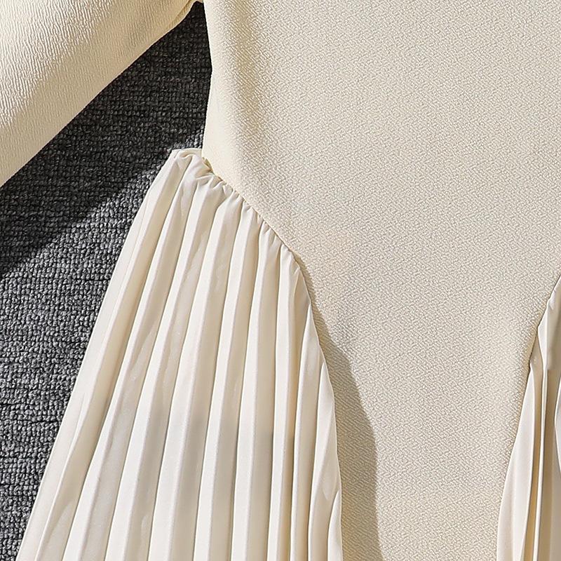 Платье для девочек 8-12 лет – Осенняя новинка: Элегантное плиссированное вечернее платье с воротником-стойкой и длинными рукавами