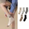 Female Autumn and Winter Striped Polka Dot Cartoon Puppy Embroidered Sweat Absorbing Breathable Tube Socks