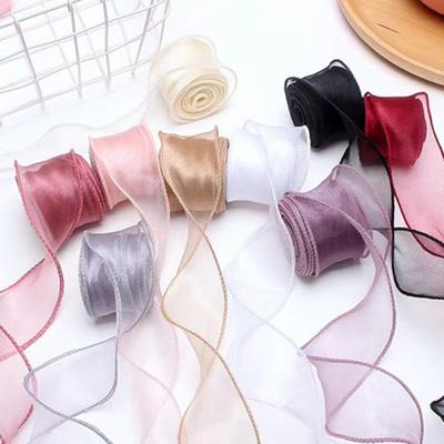 10 ярдов органзовой ленты атласной однотонной ленты рулон DIY ремесленная лента для подарочной упаковки свадебных букетов венка