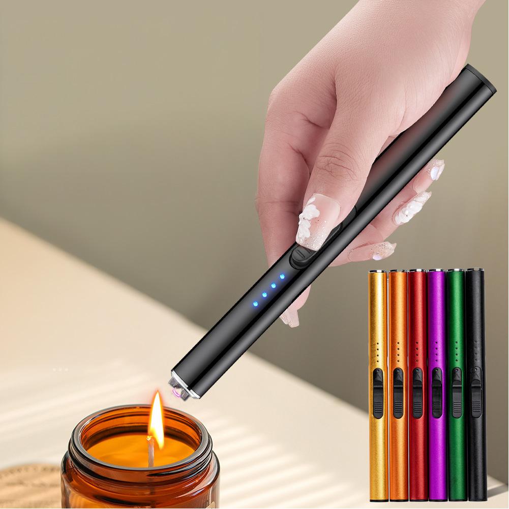 1 шт. USB Электрическая перезаряжаемая длинная кухонная зажигалка для плиты, ветрозащитная, со светодиодом, плазменная дуговая, без пламени, необычная зажигалка, подарок