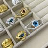 Korean Style Blue Eye Finger Buckle Geometric Gothic Rings Retro Demon Eye Rings  Couple