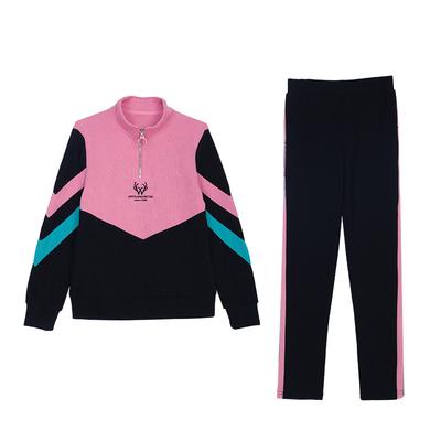 Костюм из широких брюк большого размера для похудения для женской осенней одежды, новый, для слегка полных женщин, омолаживающий свитшот на молнии до середины, набор из двух предметов