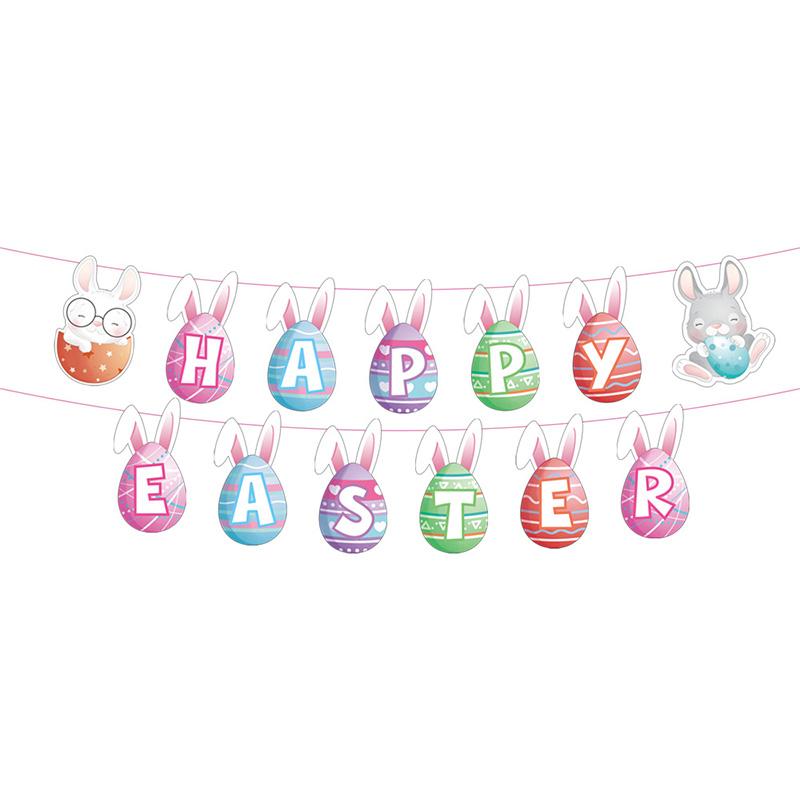 Easter Easter Party Supplies Spiral Hanging Garland Bunny Egg Pattern Balloons Rabbit Cake Topper