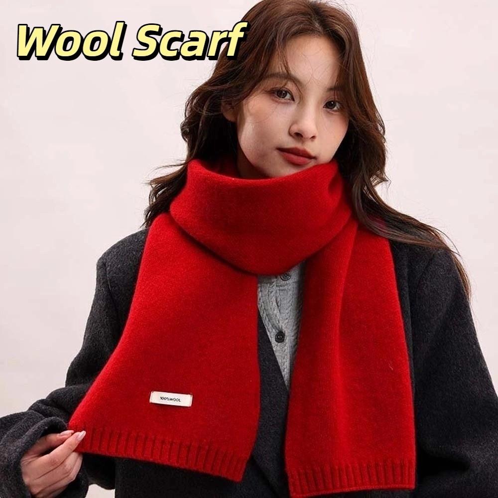 Solid Color Knitting Wool Scarf Cold-proof Winter Warmer Scarf Long Thickened Neckscarf Autumn