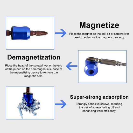 Магнитное кольцо для бит 1/4 дюйма Предотвращает проскальзывание шурупа Легкий алюминиевый корпус Стабилизатор шурупа Инструмент для DIY