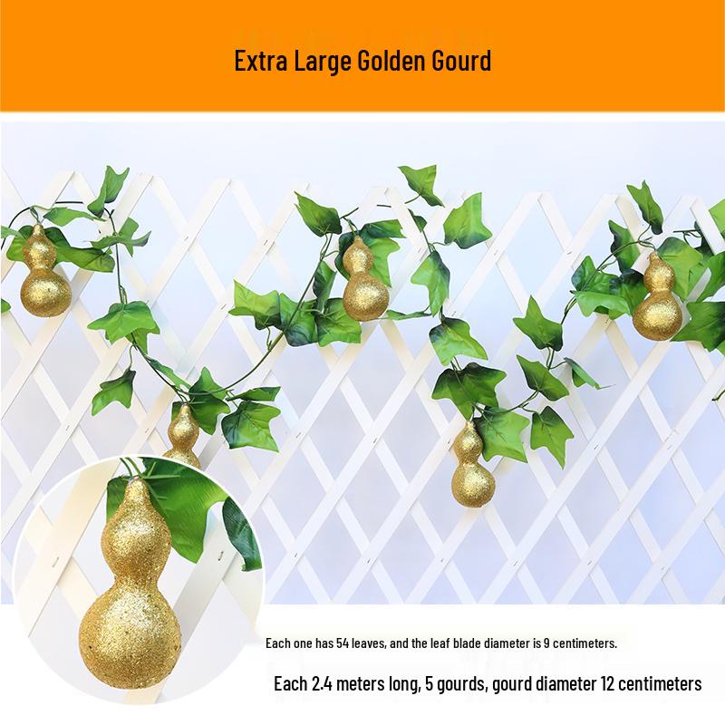Artificial Fruit & Vine Ceiling Decoration - Grape Leaf & Gourd Water Pipe Cover