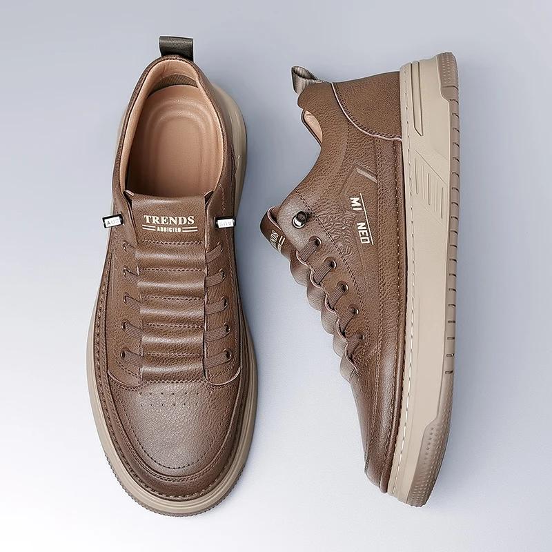 Модные весенние и осенние туфли-оксфорды на толстой подошве, удобные, с мягкой подошвой, уличные кроссовки, мужская повседневная обувь из натуральной кожи, мужские мокасины