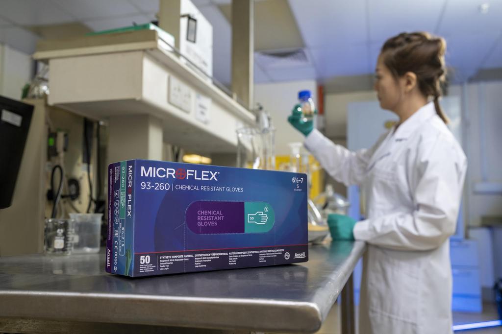 Ansell Chemical Resistant Neoprene Rubber Disposable Gloves Microflex XL Size 93-260 (50 Pieces) 93-260-10