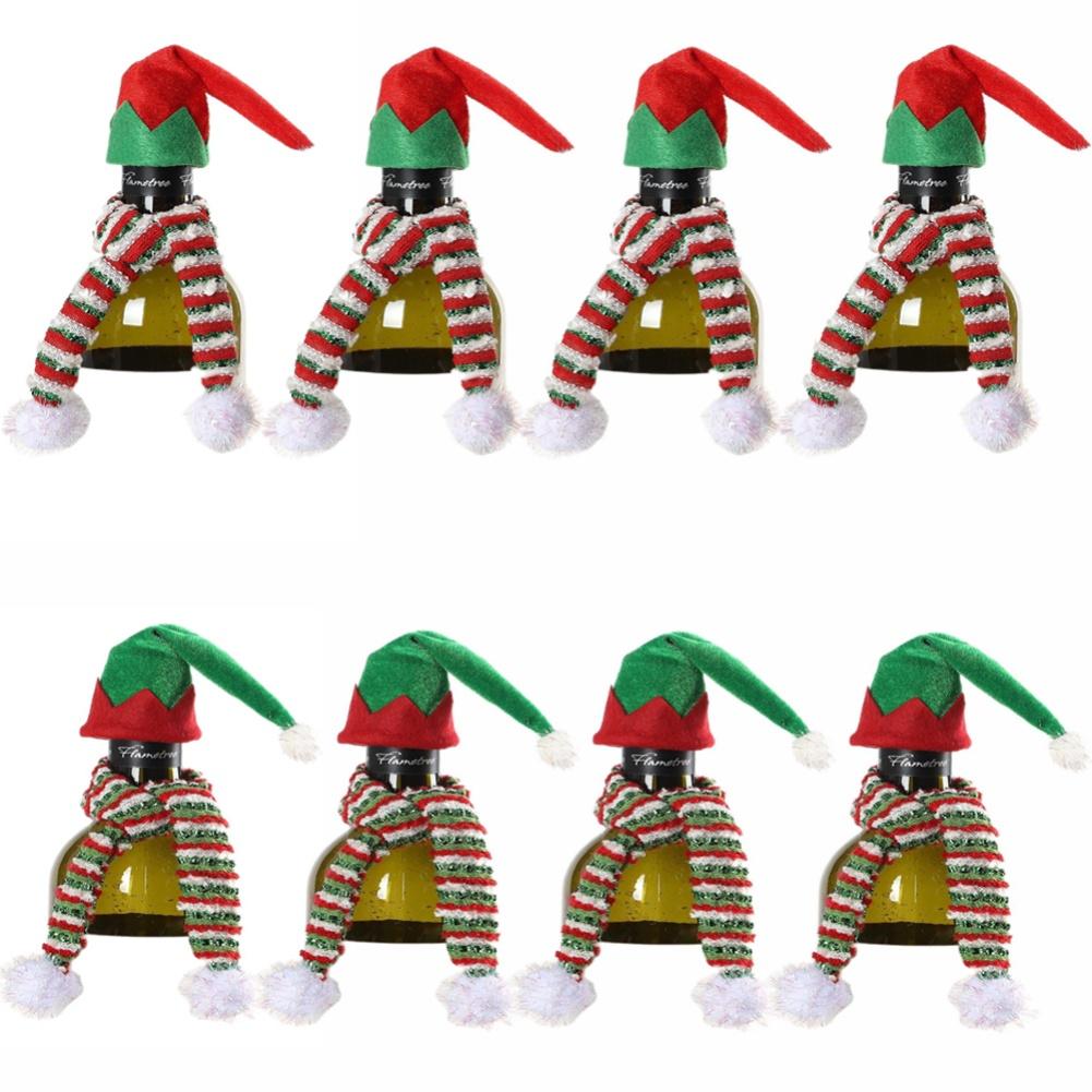 For Christmas Wine Bottle Mini Santa Hat and Scarf Kit Adds Seasonal Charm to Holiday Table Settings and Party Displays