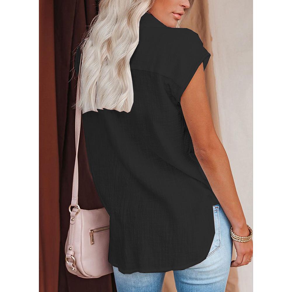 Женская модная рубашка без рукавов с принтом, повседневная, тонкая, с принтом, женская блузка на пуговицах