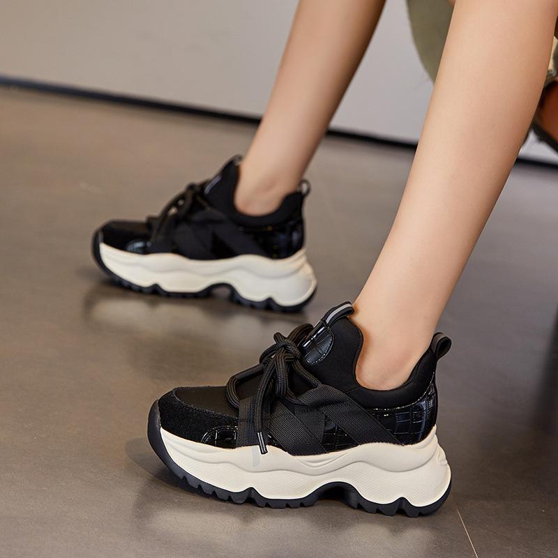 Женские кроссовки Dad Sneakers осень 2024 года: Повседневная обувь на платформе, толстой подошве, универсальная, увеличивающая рост