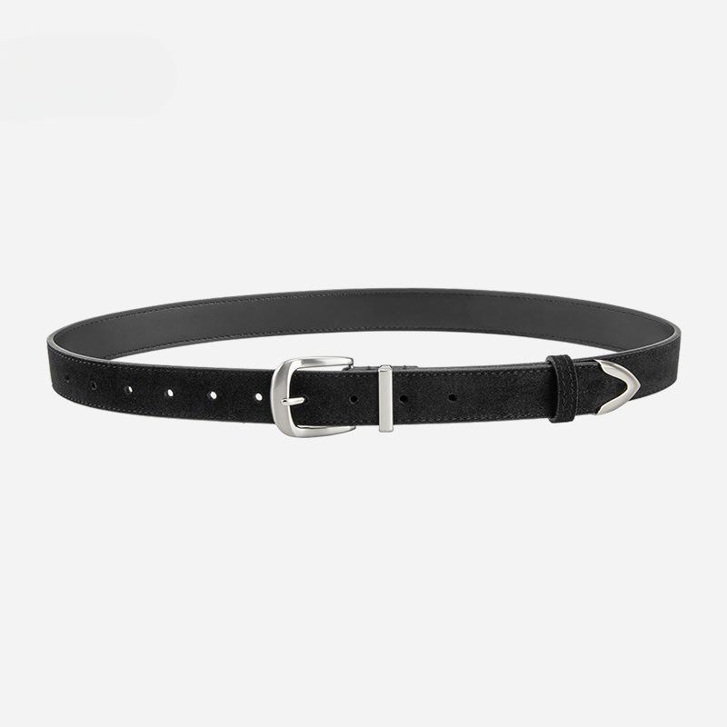 Женский ремень из натуральной кожи, матовый реверсивный бархат, ретро, корейский стиль, модный, универсальный, для юбки, джинсов