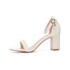 2024 New Summer High Heel Sandals Luxury Shallow Mouth Water Diamond Pearl Women's Casual Single Shoes Wedding Bride Shoes