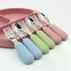 2 шт. Детская силиконовая и нержавеющая сталь Вилка Ложка Однотонная Портативная Детская Посуда Для Кормления Тренировочные Детские Столовые Приборы
