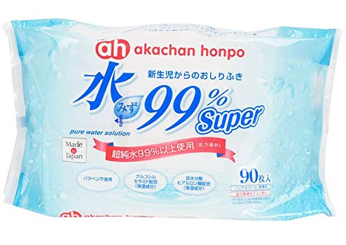 Akachan Honpo Water Super Baby Wipes 90 Sheets X 8 Pack 99%