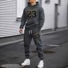Hot Trend Winter Unisex Loose Fleece Hoodie Set Printed Hip Hop Tracksuit