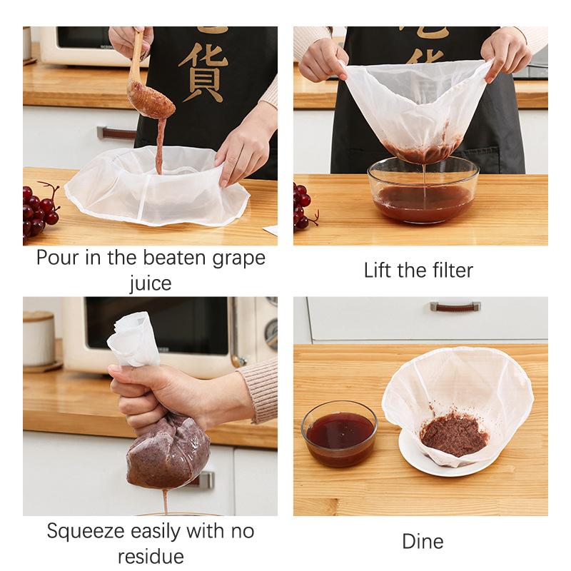 1Pc Soy Milk Filter Net Bag Nylon Liquid Filter Net Bag Milk Coffee Filter Net Bag Reusable Squeeze Mesh Kitchen Tool