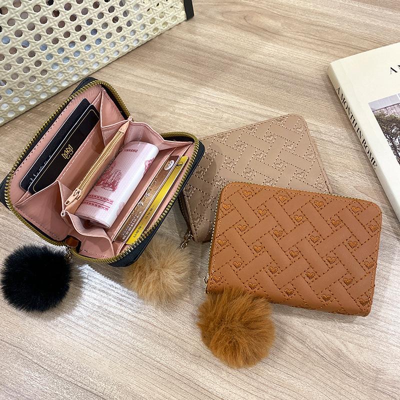 Кошелек женская сумка новая короткая свежая и милая сумочка Hairball Love Wallet