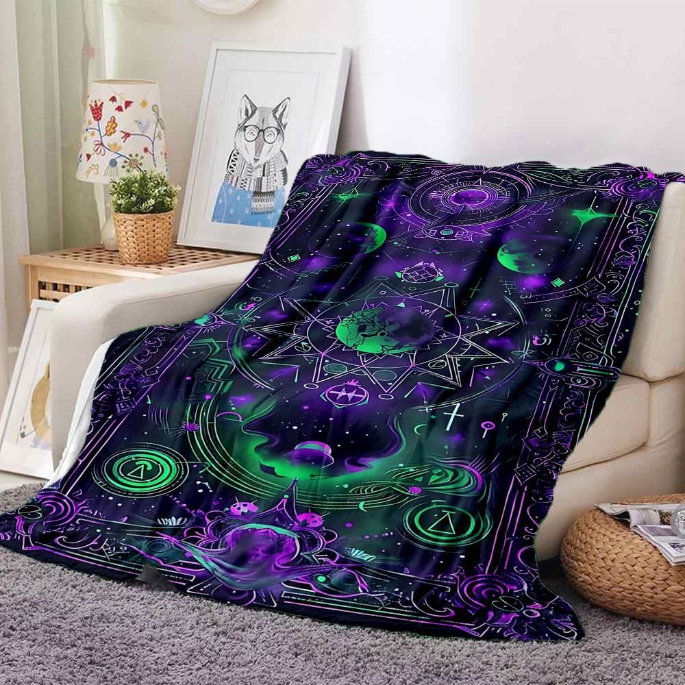 1pc Cosmic Mandala Blanket, Lightweight Flannel Throw Blanket for Sofa, Bed, Travel, Camping, Living Room, Office, Couch063