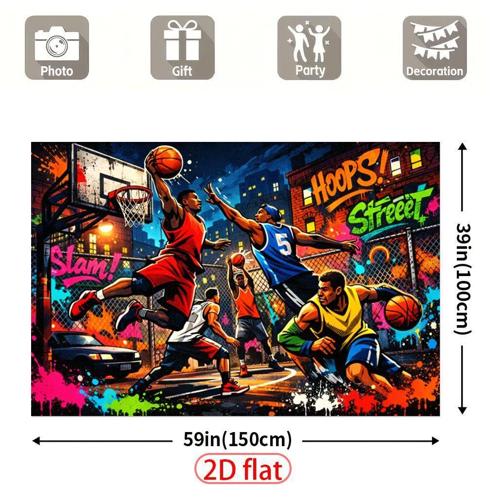 2D flat banner - Polyester background fabric for street basketball art scene - Party bannerXY