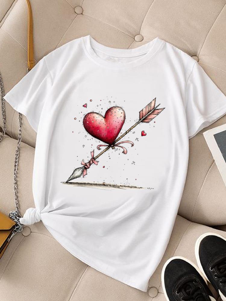 (Азиатский размер) стиль сердечко Женская модная футболка Топ Одежда Футболка Женская с принтом Женская с коротким рукавом Графические футболки