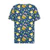 Women's Casual Print V-Neck Short Sleeve Decorative Button T-Shirt Top