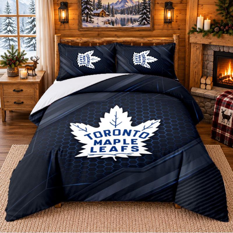 Printed 3Pcs Bedding Set Toronto Maple Leafs Pattern Bed Sheet Pillowcase For Bedroom Decor