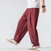 Men Summer Casual Streetwear Cotton Linen Baggy Pants Male Solid Oversized Bloomers Trousers